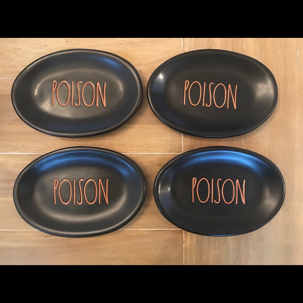 Rae Dunn Halloween Poison plates set of 4